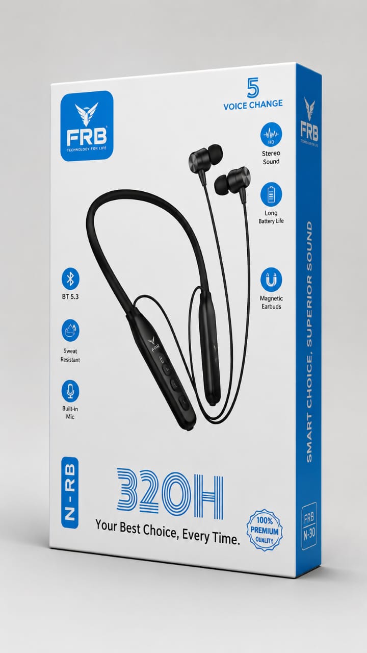 FRB N-30 320H Neckband – Bluetooth 5.3, HD Call & 5 Voice Change