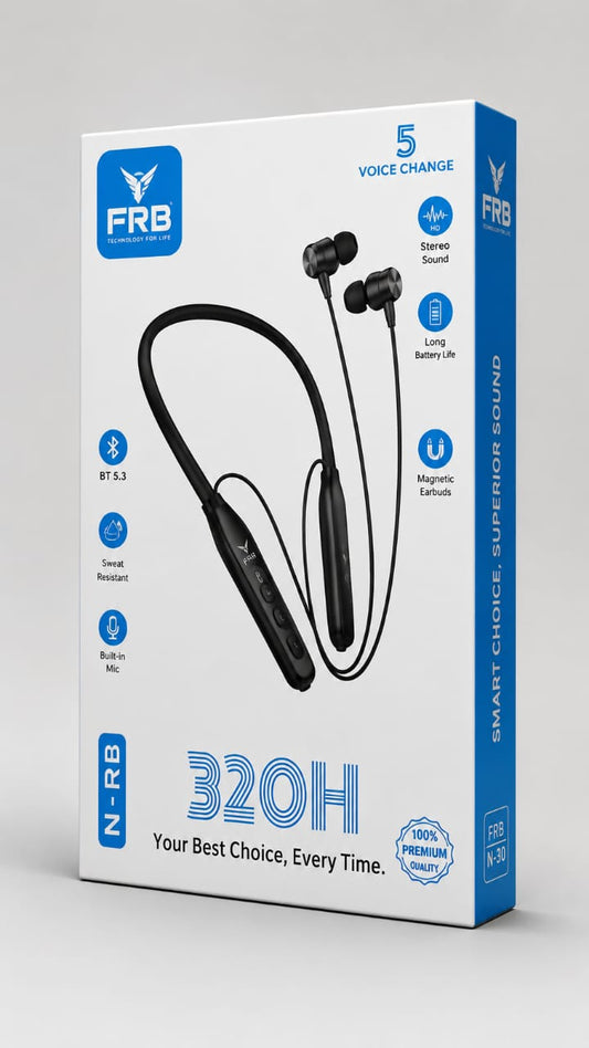 FRB N-30 320H Neckband – Bluetooth 5.3, HD Call & 5 Voice Change